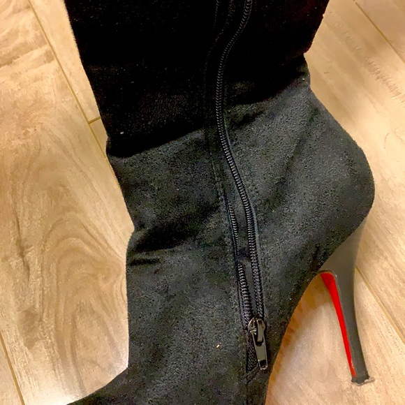 Over the knee suede platform boots, red sole - Picture 3 of 3
